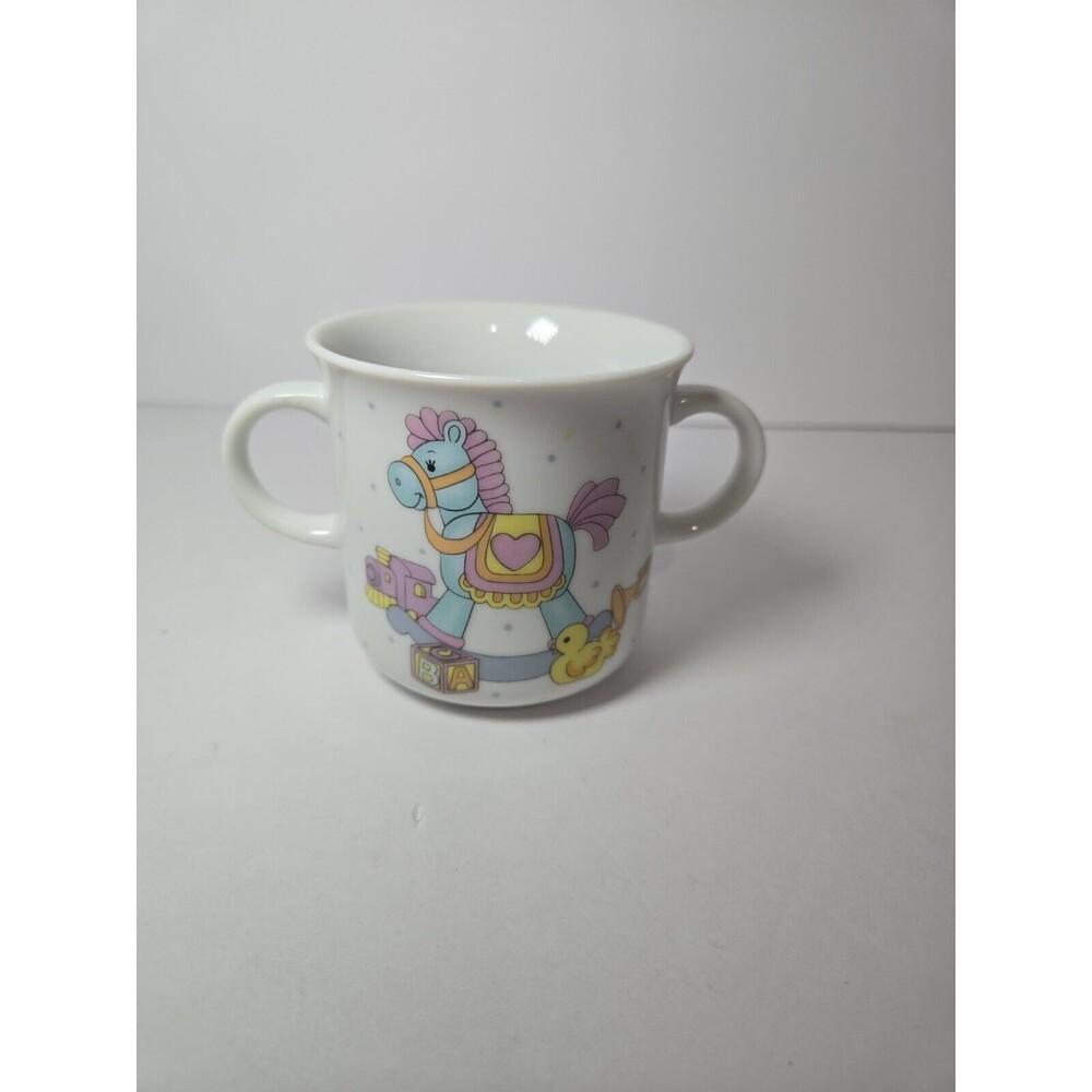 Vintage Baby/Child Porcelain Cup Double Handles Rocking Horse‎